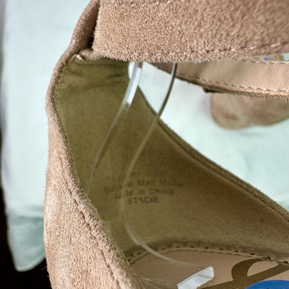 Sam Edelman Women's 7.5 Oatmeal Beige Suede Leather Stacy Strappy Heeled Sandals - Picture 7 of 9